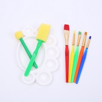 Keep Smiling 8Pcs Kids Paint Art Tools Sponge Palette Nylon Hair Student Brush Set for Acrylic Watercolor Oil Paint